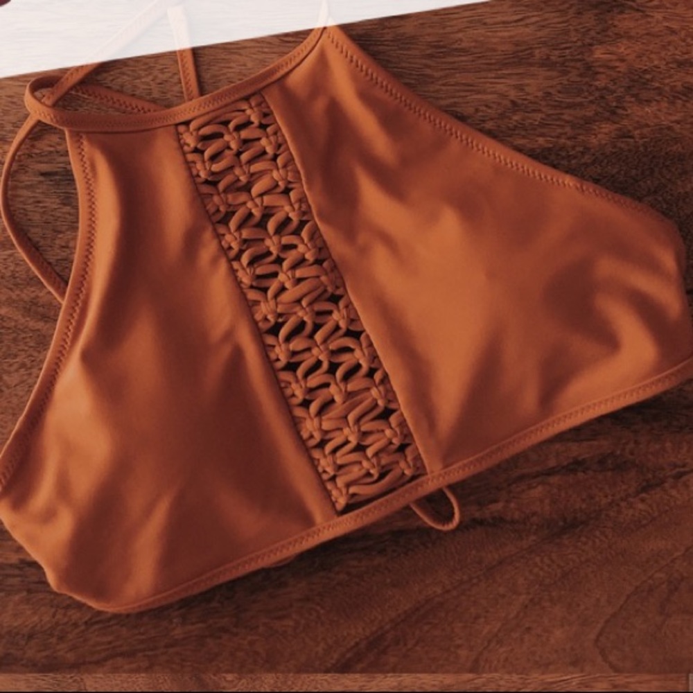 Aerie Macrame high neck bikini top
